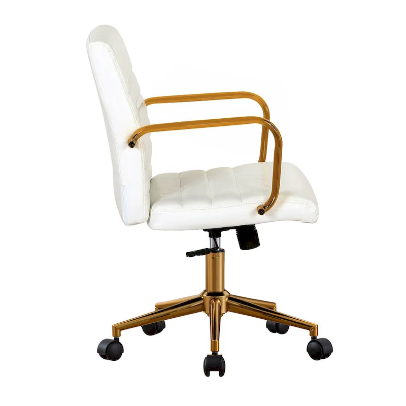 Silla giratoria de piel sintética (PU) en azul/negro/blanco/marrón/rosa, respaldo medio, respaldo de 16" o 19", asiento individual