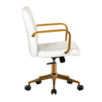 Silla giratoria de piel sintética (PU) en azul/negro/blanco/marrón/rosa, respaldo medio, respaldo de 16" o 19", asiento individual