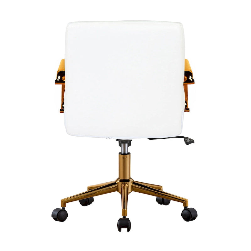 Silla giratoria de piel sintética (PU) en azul/negro/blanco/marrón/rosa, respaldo medio, respaldo de 16" o 19", asiento individual