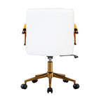 Silla giratoria de piel sintética (PU) en azul/negro/blanco/marrón/rosa, respaldo medio, respaldo de 16" o 19", asiento individual