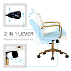 Silla giratoria de piel sintética (PU) en azul/negro/blanco/marrón/rosa, respaldo medio, respaldo de 16" o 19", asiento individual