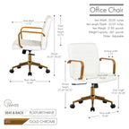 Silla giratoria de piel sintética (PU) en azul/negro/blanco/marrón/rosa, respaldo medio, respaldo de 16" o 19", asiento individual