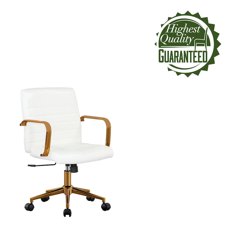 Silla giratoria de piel sintética (PU) en azul/negro/blanco/marrón/rosa, respaldo medio, respaldo de 16" o 19", asiento individual