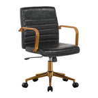 Silla giratoria de piel sintética (PU) en azul/negro/blanco/marrón/rosa, respaldo medio, respaldo de 16" o 19", asiento individual