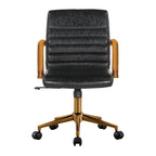 Silla giratoria de piel sintética (PU) en azul/negro/blanco/marrón/rosa, respaldo medio, respaldo de 16" o 19", asiento individual