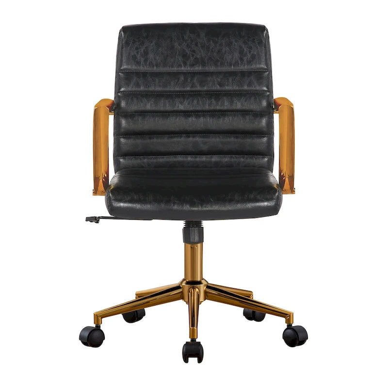 Silla giratoria de piel sintética (PU) en azul/negro/blanco/marrón/rosa, respaldo medio, respaldo de 16" o 19", asiento individual