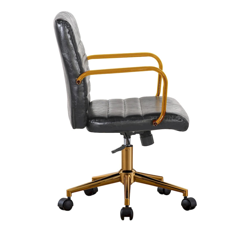 Silla giratoria de piel sintética (PU) en azul/negro/blanco/marrón/rosa, respaldo medio, respaldo de 16" o 19", asiento individual