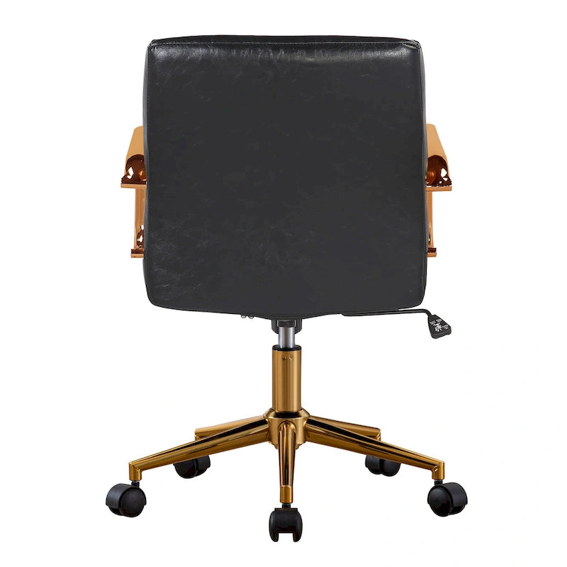 Silla giratoria de piel sintética (PU) en azul/negro/blanco/marrón/rosa, respaldo medio, respaldo de 16" o 19", asiento individual