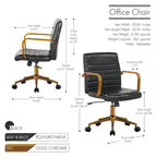 Silla giratoria de piel sintética (PU) en azul/negro/blanco/marrón/rosa, respaldo medio, respaldo de 16" o 19", asiento individual