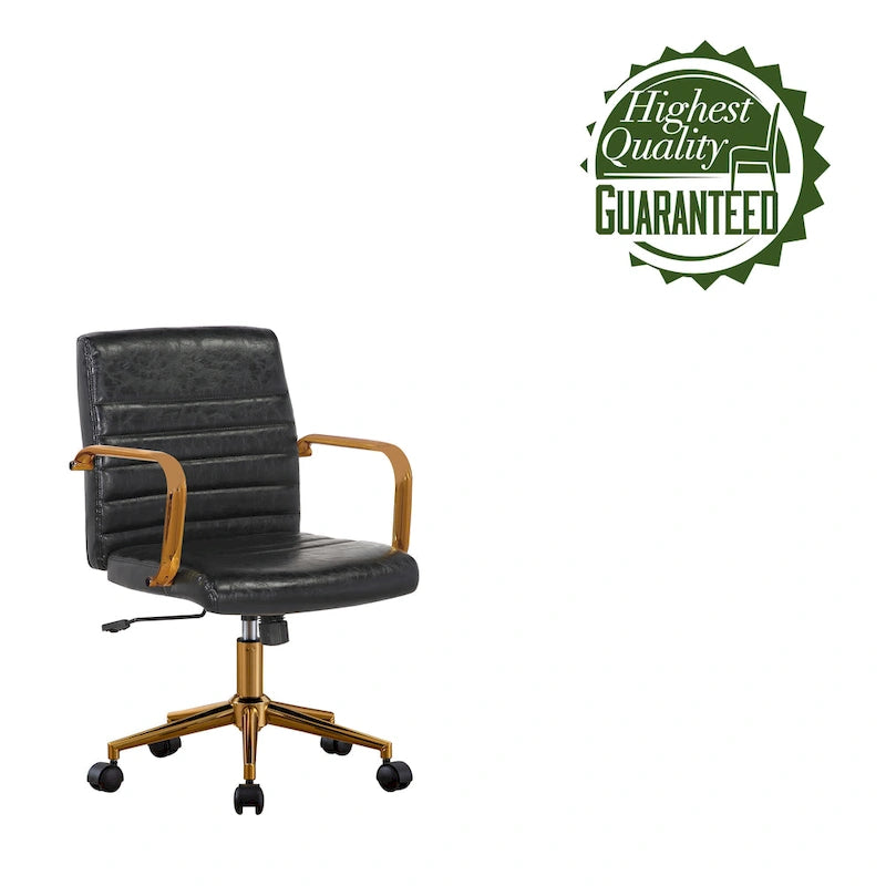Silla giratoria de piel sintética (PU) en azul/negro/blanco/marrón/rosa, respaldo medio, respaldo de 16" o 19", asiento individual