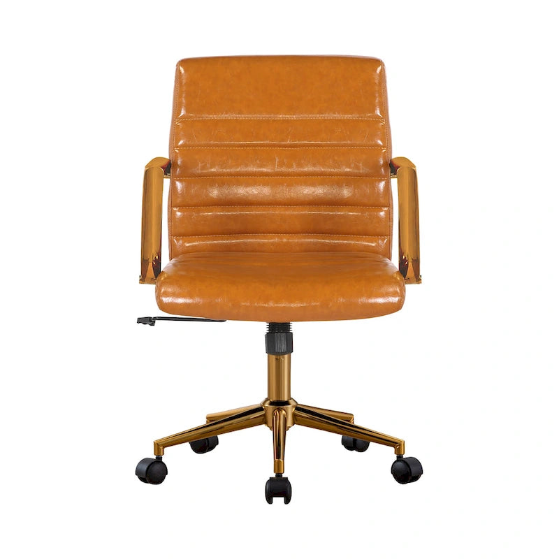 Silla giratoria de piel sintética (PU) en azul/negro/blanco/marrón/rosa, respaldo medio, respaldo de 16" o 19", asiento individual