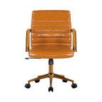 Silla giratoria de piel sintética (PU) en azul/negro/blanco/marrón/rosa, respaldo medio, respaldo de 16" o 19", asiento individual
