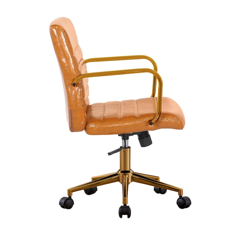 Silla giratoria de piel sintética (PU) en azul/negro/blanco/marrón/rosa, respaldo medio, respaldo de 16" o 19", asiento individual