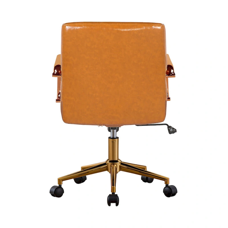 Silla giratoria de piel sintética (PU) en azul/negro/blanco/marrón/rosa, respaldo medio, respaldo de 16" o 19", asiento individual