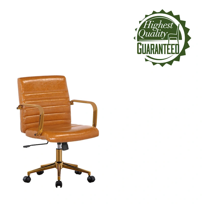 Silla giratoria de piel sintética (PU) en azul/negro/blanco/marrón/rosa, respaldo medio, respaldo de 16" o 19", asiento individual