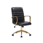 Silla giratoria de piel sintética (PU) en azul/negro/blanco/marrón/rosa, respaldo medio, respaldo de 16" o 19", asiento individual
