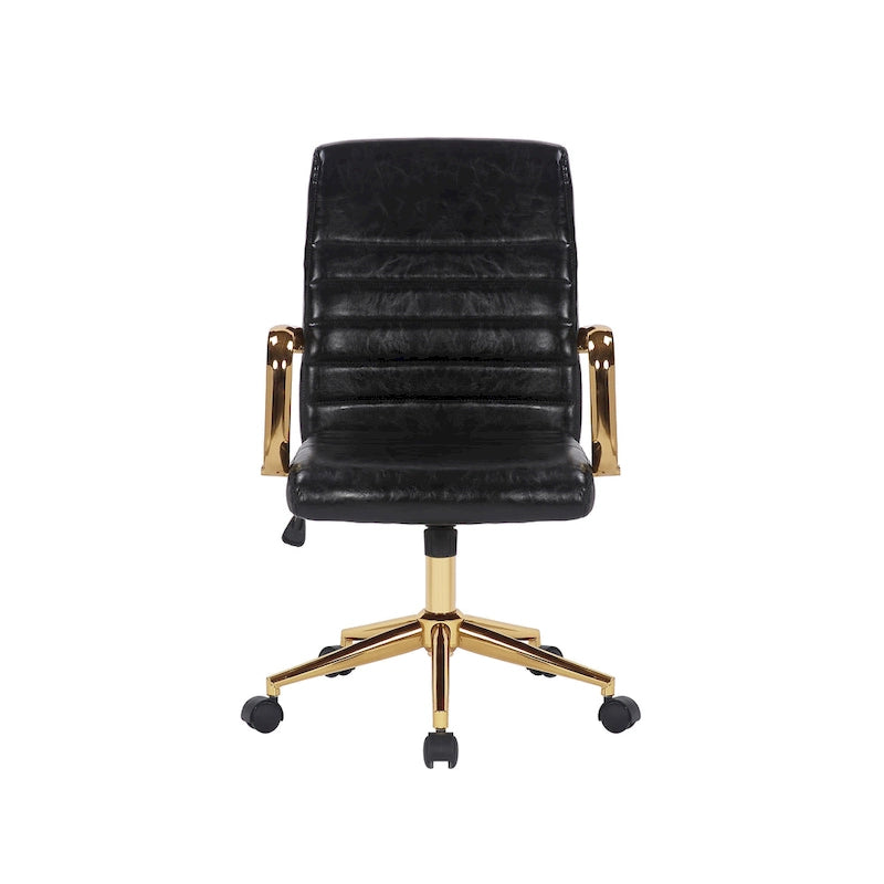 Silla giratoria de piel sintética (PU) en azul/negro/blanco/marrón/rosa, respaldo medio, respaldo de 16" o 19", asiento individual