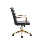 Silla giratoria de piel sintética (PU) en azul/negro/blanco/marrón/rosa, respaldo medio, respaldo de 16" o 19", asiento individual