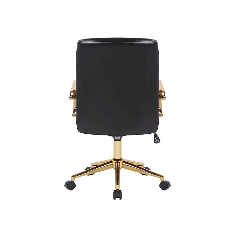 Silla giratoria de piel sintética (PU) en azul/negro/blanco/marrón/rosa, respaldo medio, respaldo de 16" o 19", asiento individual