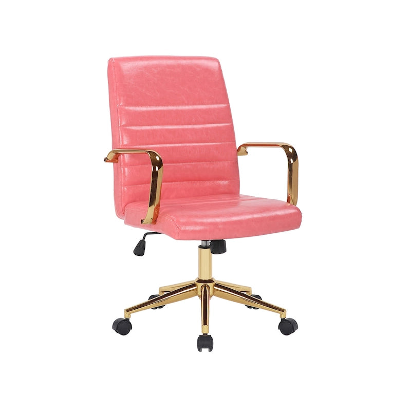 Silla giratoria de piel sintética (PU) en azul/negro/blanco/marrón/rosa, respaldo medio, respaldo de 16" o 19", asiento individual