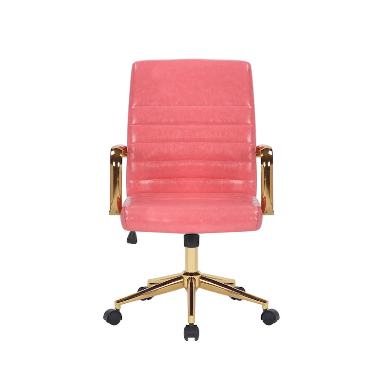 Silla giratoria de piel sintética (PU) en azul/negro/blanco/marrón/rosa, respaldo medio, respaldo de 16" o 19", asiento individual