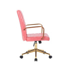 Silla giratoria de piel sintética (PU) en azul/negro/blanco/marrón/rosa, respaldo medio, respaldo de 16" o 19", asiento individual