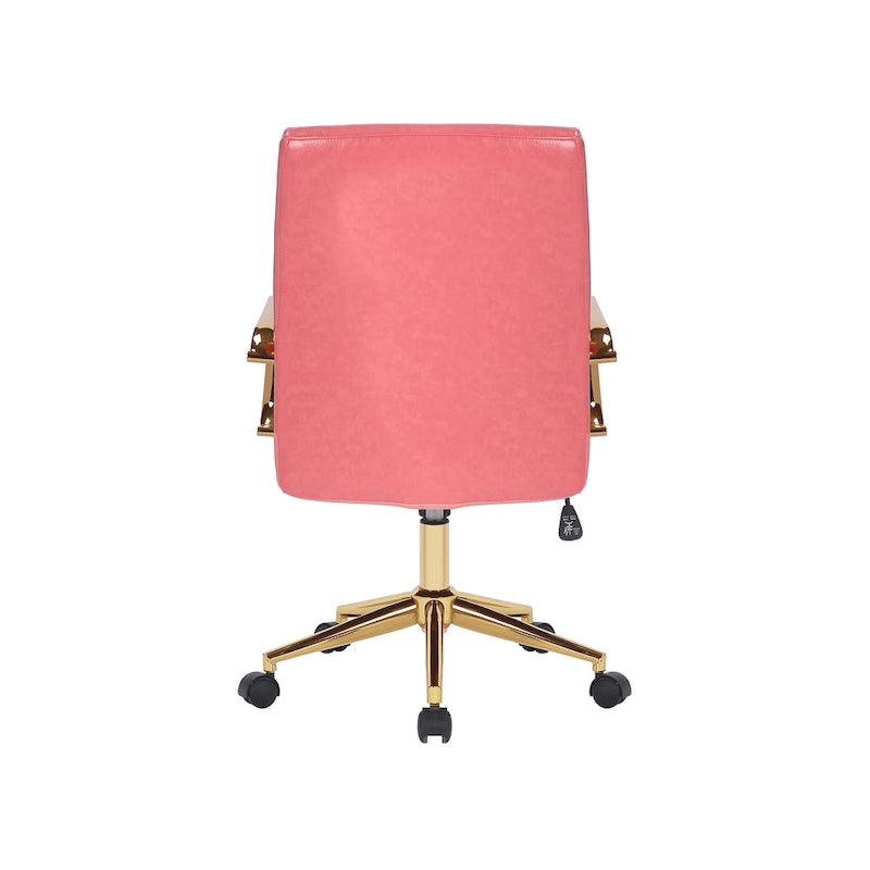 Silla giratoria de piel sintética (PU) en azul/negro/blanco/marrón/rosa, respaldo medio, respaldo de 16" o 19", asiento individual