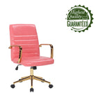 Silla giratoria de piel sintética (PU) en azul/negro/blanco/marrón/rosa, respaldo medio, respaldo de 16" o 19", asiento individual