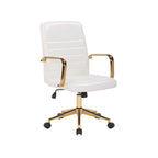 Silla giratoria de piel sintética (PU) en azul/negro/blanco/marrón/rosa, respaldo medio, respaldo de 16" o 19", asiento individual