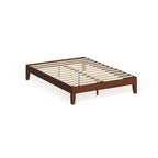 Cama de plataforma de madera de cerezo tamaño matrimonial, 1 persona