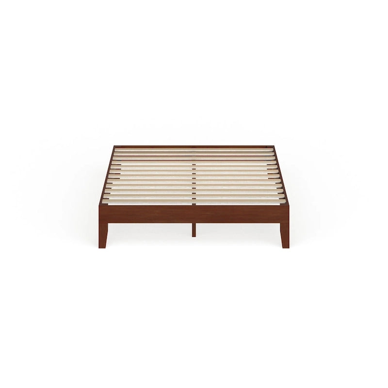 Cama de plataforma de madera de cerezo tamaño matrimonial, 1 persona