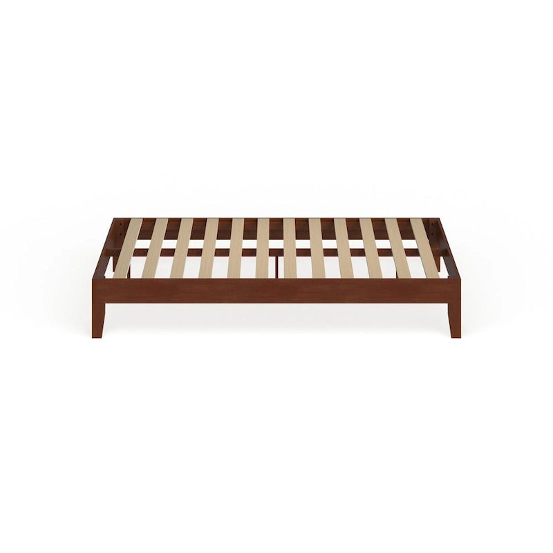 Cama de plataforma de madera de cerezo tamaño matrimonial, 1 persona
