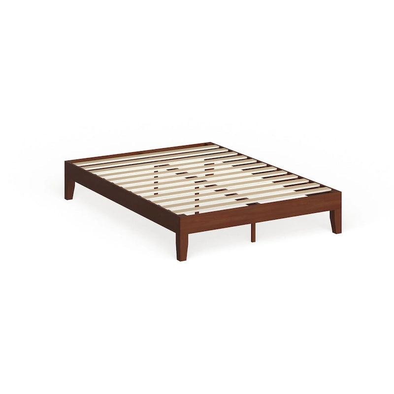 Cama de plataforma de madera de cerezo tamaño matrimonial, 1 persona