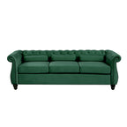 Sofá tapizado con botones Mid-Century Modern verde - 3 plazas