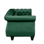 Sofá tapizado con botones Mid-Century Modern verde - 3 plazas