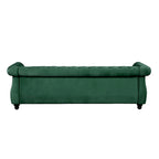 Sofá tapizado con botones Mid-Century Modern verde - 3 plazas