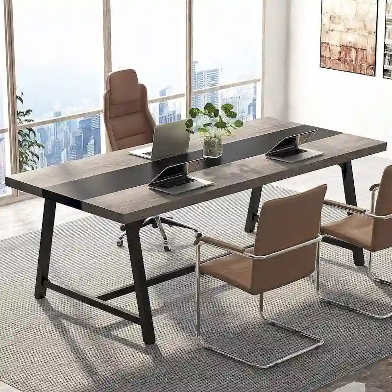 Mesa de Conferencia Rectangular para 6 personas Marrón / Gris / Blanca / Natural — Estilo Industrial
