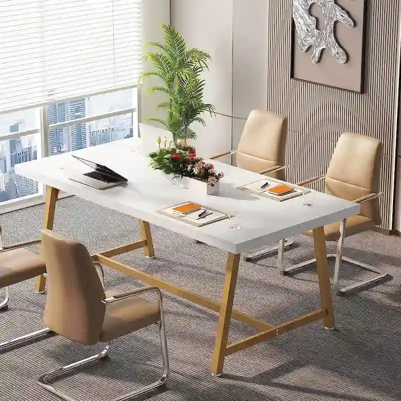 Mesa de Conferencia Rectangular para 6 personas Marrón / Gris / Blanca / Natural — Estilo Industrial