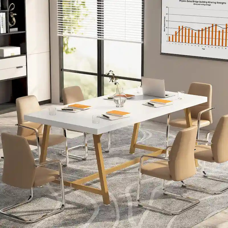 Mesa de Conferencia Rectangular para 6 personas Marrón / Gris / Blanca / Natural — Estilo Industrial