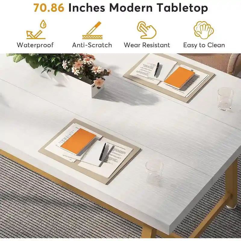 Mesa de Conferencia Rectangular para 6 personas Marrón / Gris / Blanca / Natural — Estilo Industrial
