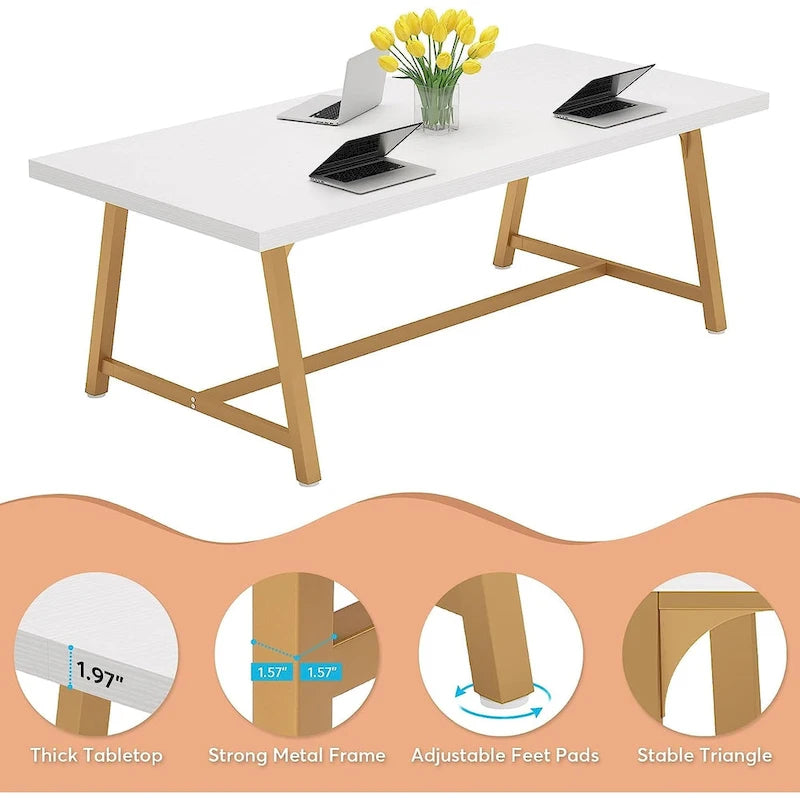 Mesa de Conferencia Rectangular para 6 personas Marrón / Gris / Blanca / Natural — Estilo Industrial