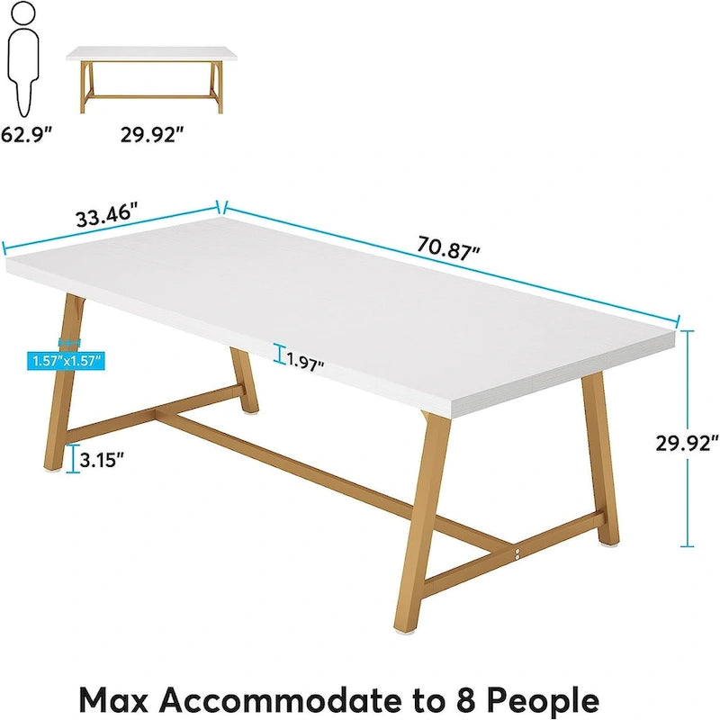Mesa de Conferencia Rectangular para 6 personas Marrón / Gris / Blanca / Natural — Estilo Industrial