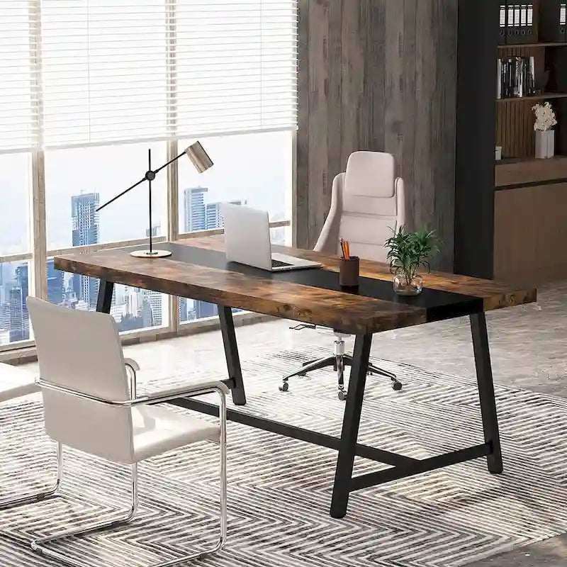 Mesa de Conferencia Rectangular para 6 personas Marrón / Gris / Blanca / Natural — Estilo Industrial