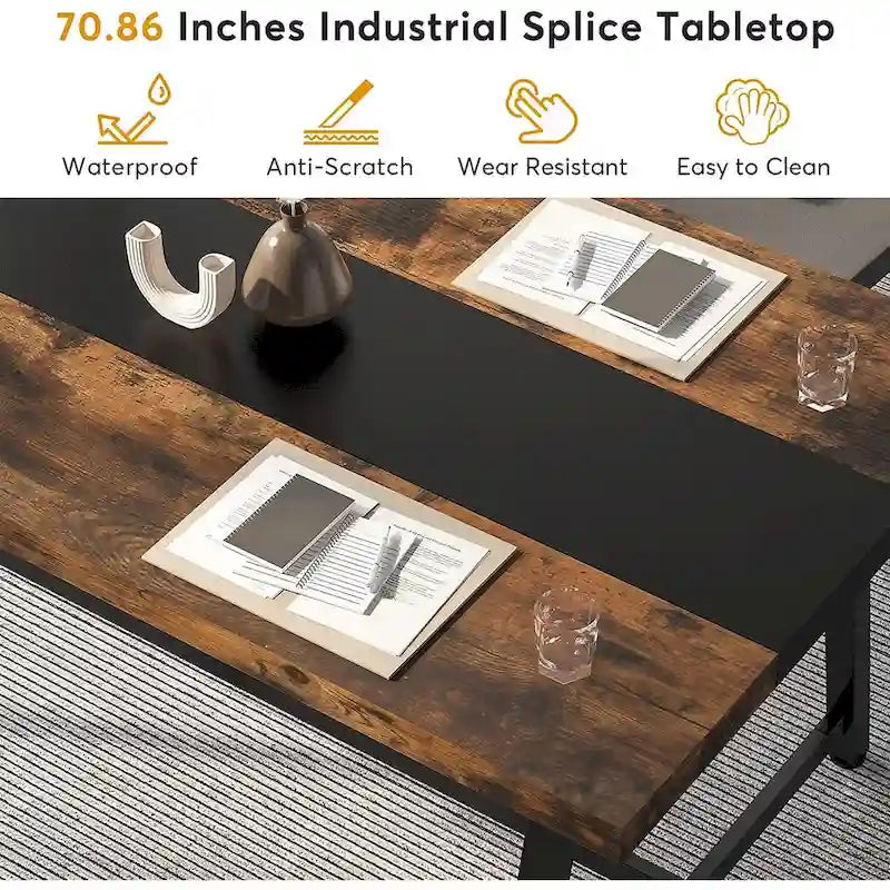 Mesa de Conferencia Rectangular para 6 personas Marrón / Gris / Blanca / Natural — Estilo Industrial