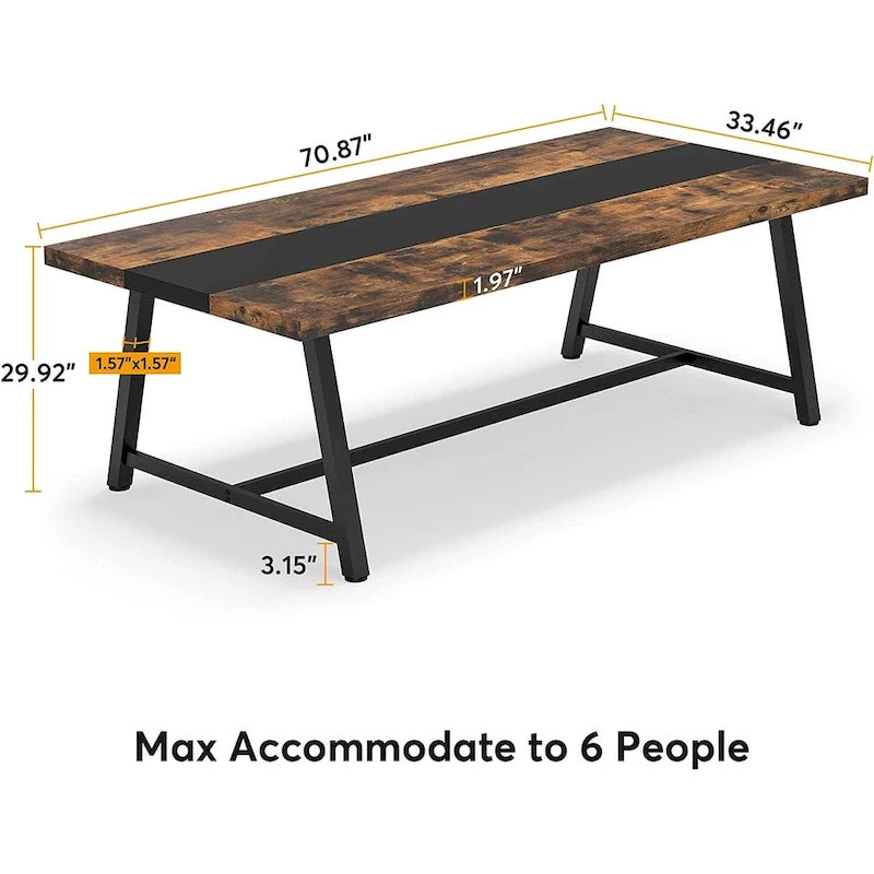 Mesa de Conferencia Rectangular para 6 personas Marrón / Gris / Blanca / Natural — Estilo Industrial