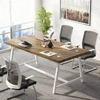Mesa de Conferencia Rectangular para 6 personas Marrón / Gris / Blanca / Natural — Estilo Industrial