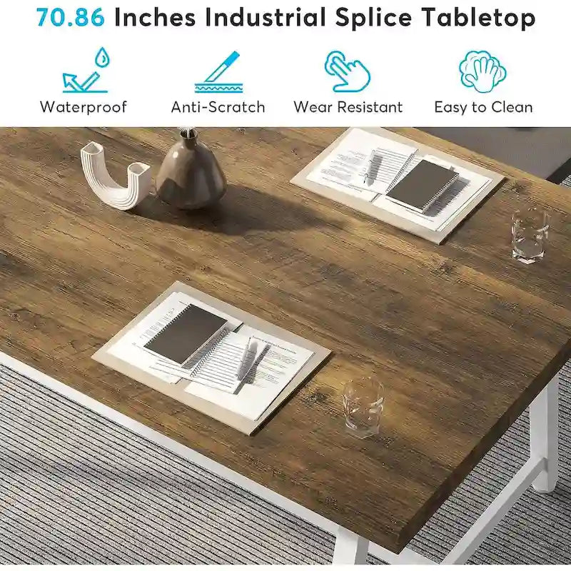 Mesa de Conferencia Rectangular para 6 personas Marrón / Gris / Blanca / Natural — Estilo Industrial