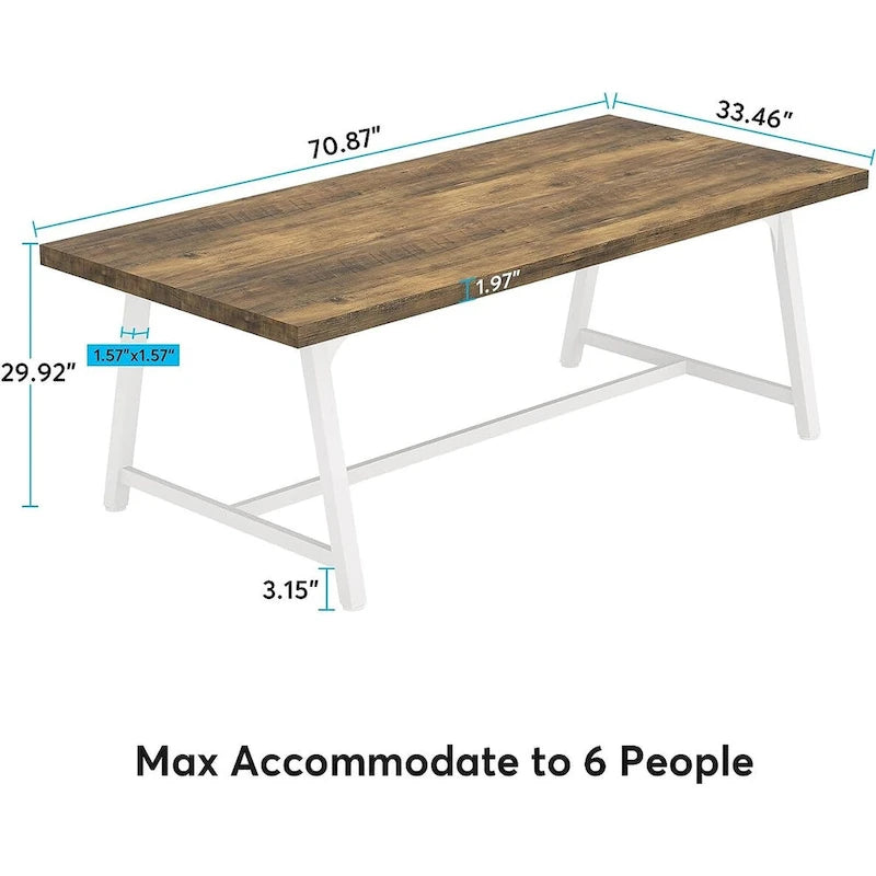 Mesa de Conferencia Rectangular para 6 personas Marrón / Gris / Blanca / Natural — Estilo Industrial