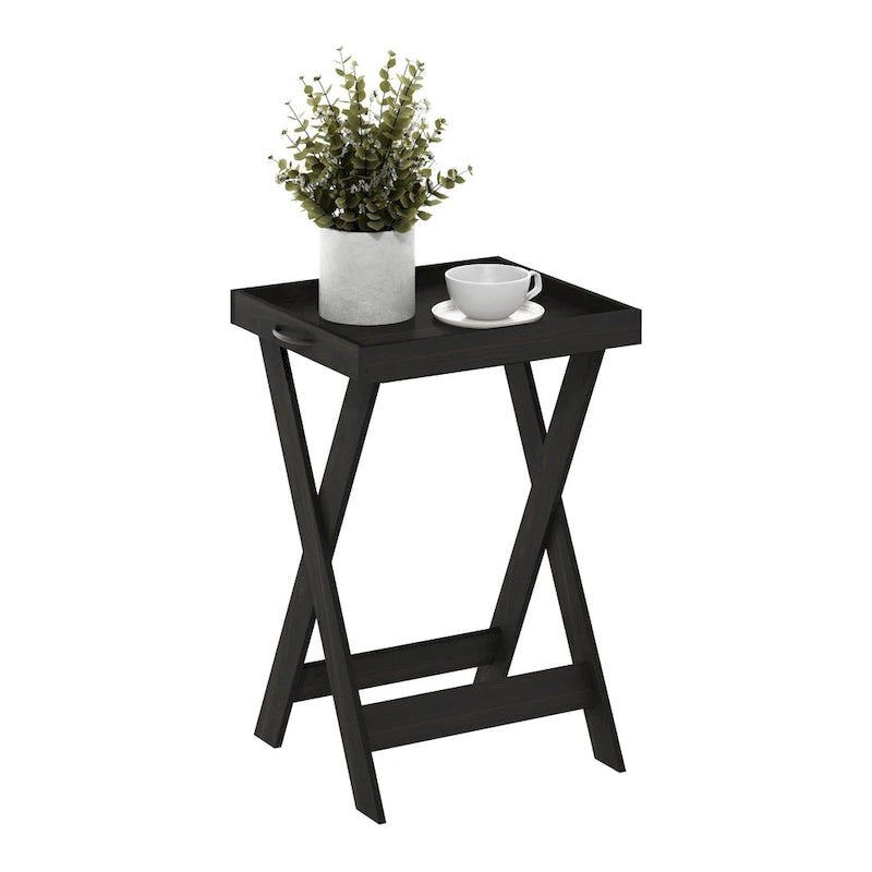 Mesa auxiliar con bandeja superior extraíble — Roble francés / Espresso, 1 persona