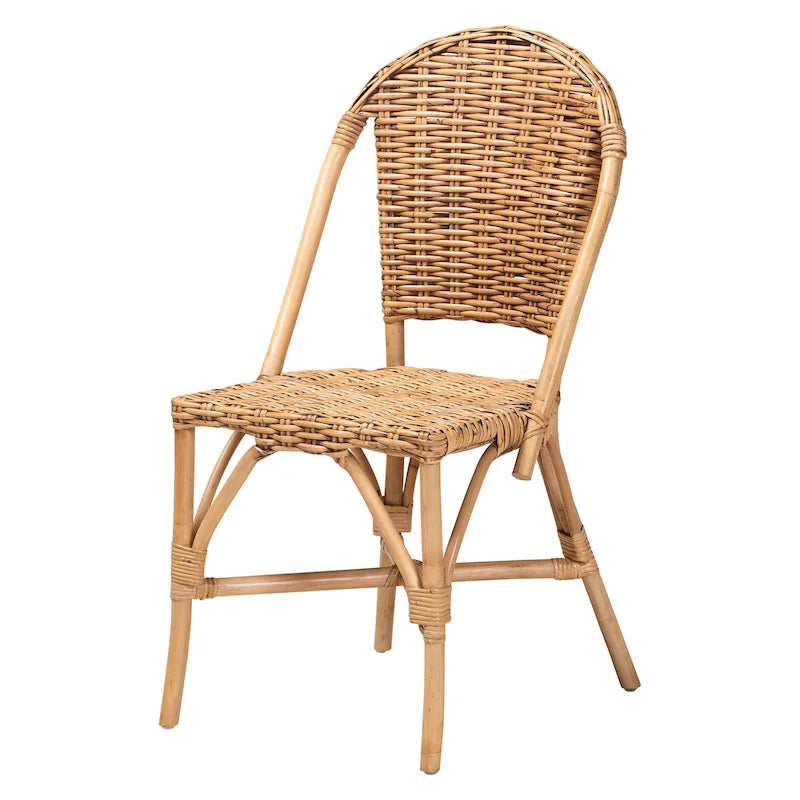 Silla de comedor individual de ratán natural marrón